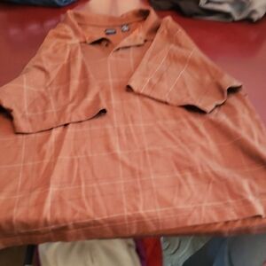 Men's Rust Polo Shirt with Check Pattern